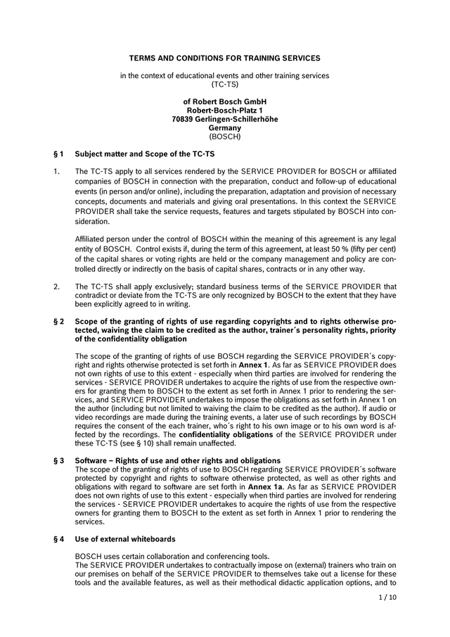 Terms And Conditions For Training Services screenshot