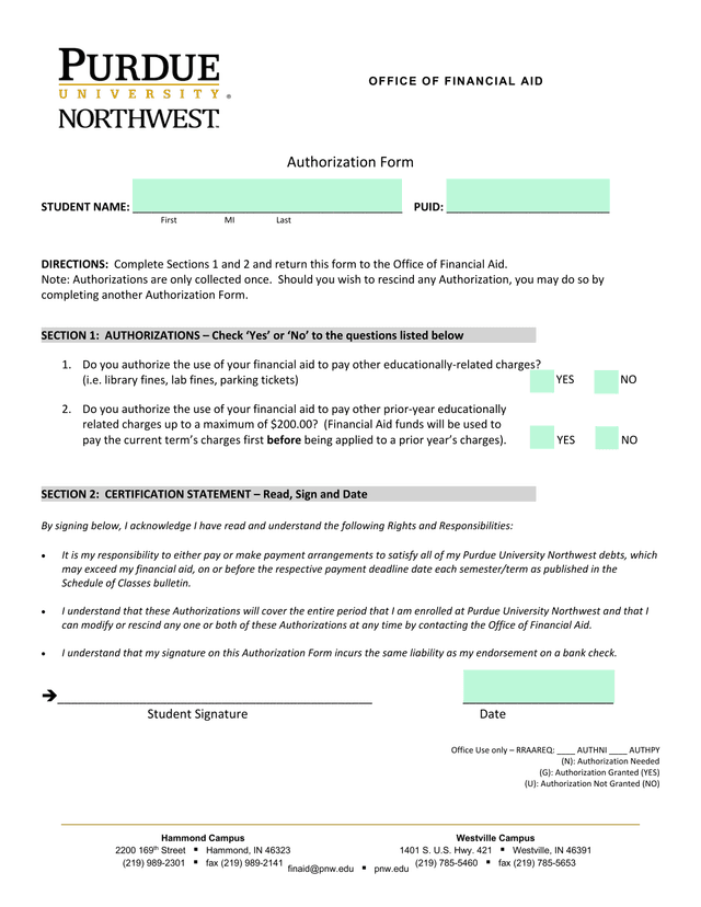 Authorization Form screenshot