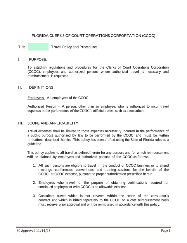 Travel Policy And Procedures screenshot