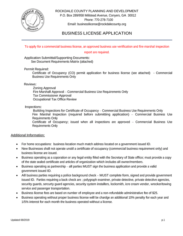 BUSINESS LICENSE APPLICATION screenshot