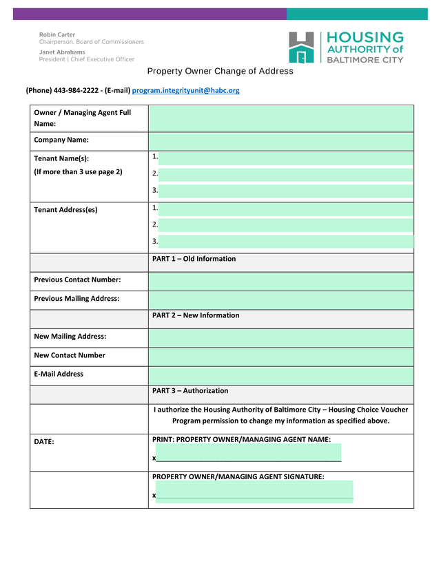 Property Owner Change Of Address screenshot