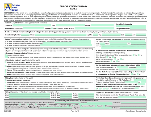 Student Registration Form screenshot