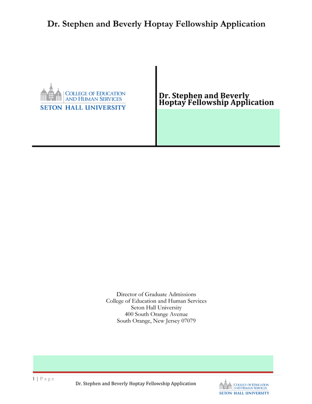 Dr. Stephen And Beverly Hoptay Fellowship Application screenshot