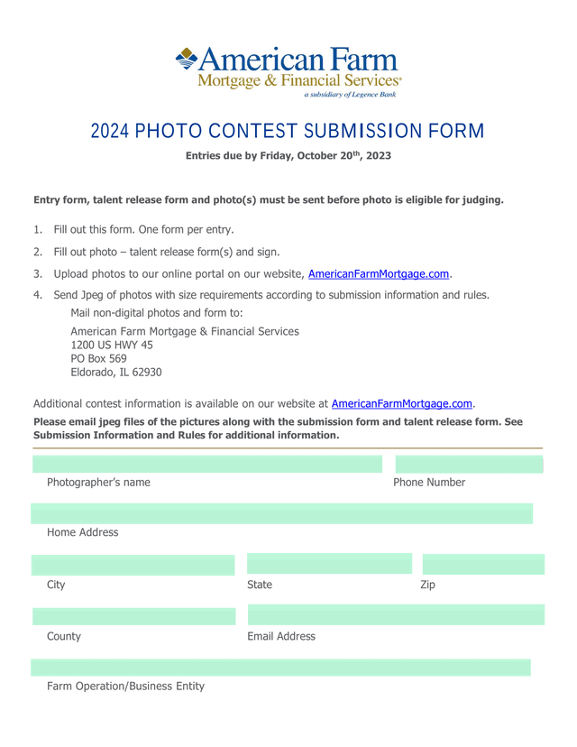 2024 Photo Contest Submission Form screenshot