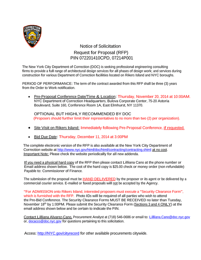 Request For Proposal (RFP) screenshot