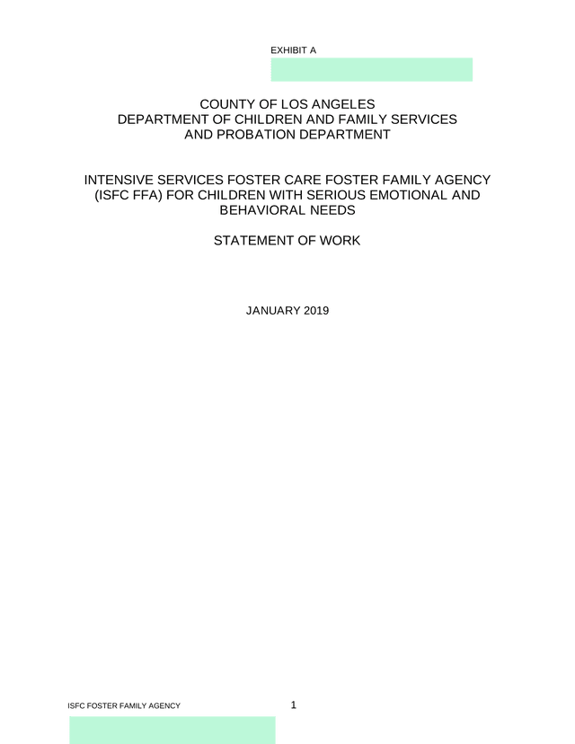 INTENSIVE SERVICES FOSTER CARE FOSTER FAMILY AGENCY (ISFC FFA) FOR CHILDREN WITH SERIOUS EMOTIONAL A screenshot
