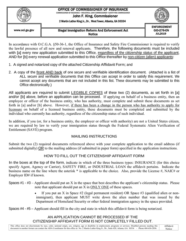 Illegal Immigration Reform And Enforcement Act Notice screenshot