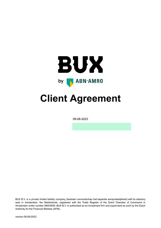 Client Agreement screenshot