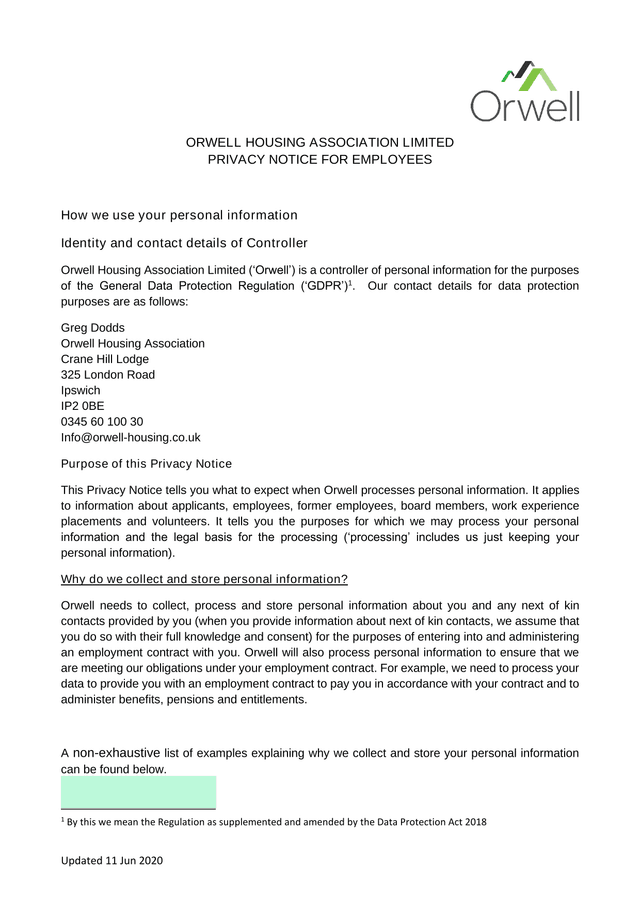 Privacy Notice For Employees screenshot