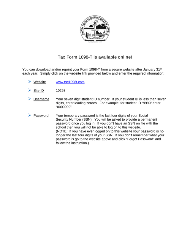 Form 1098 T screenshot