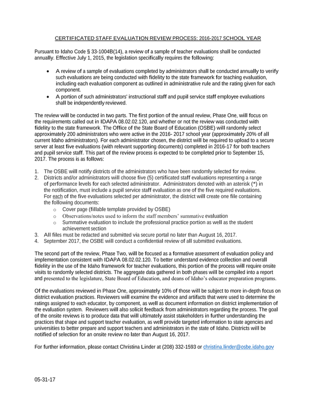 Certificated Staff Evaluation Review Process 2016 2017 School Year screenshot
