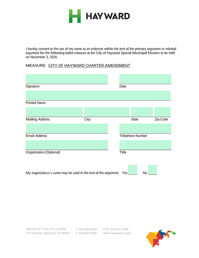 Endorser Consent Form For Ballot Measure screenshot
