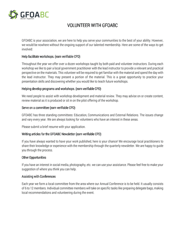 VOLUNTEER WITH GFOABC screenshot