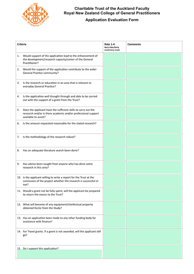 Charitable Trust Of The Auckland Faculty Royal New Zealand College Of General Practitioners Applicat screenshot