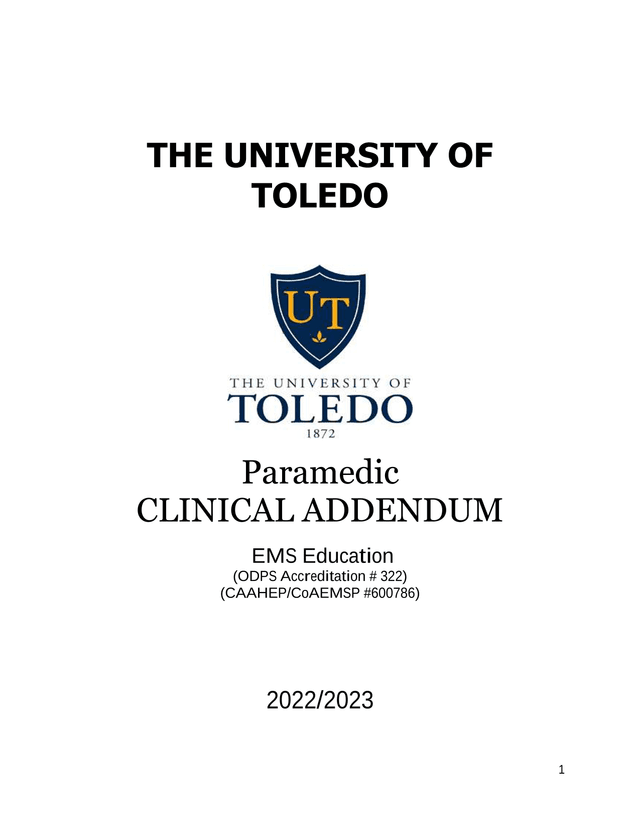 Paramedic CLINICAL ADDENDUM screenshot