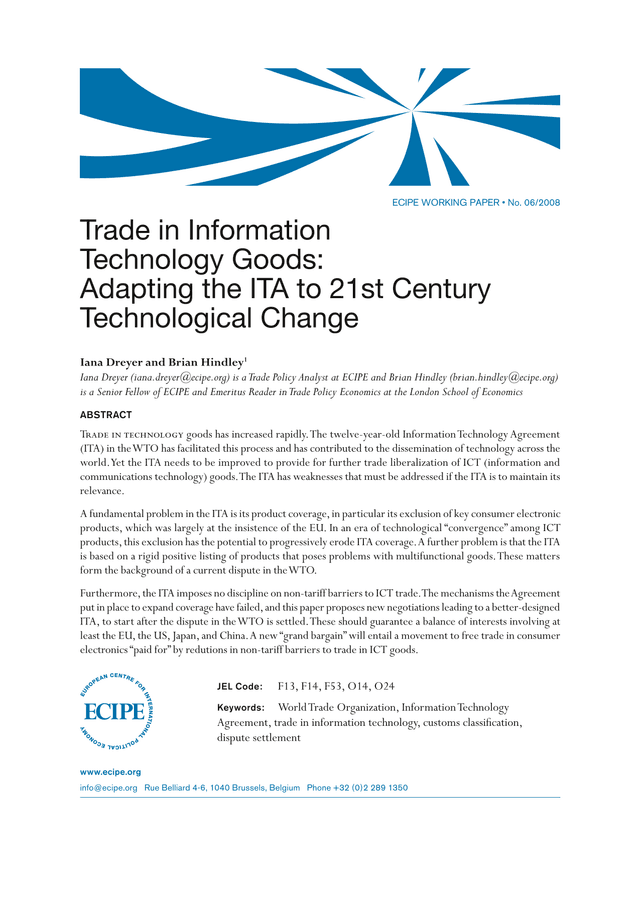 Trade In Information Technology Goods Adapting The ITA To 21st Century Technological Change screenshot