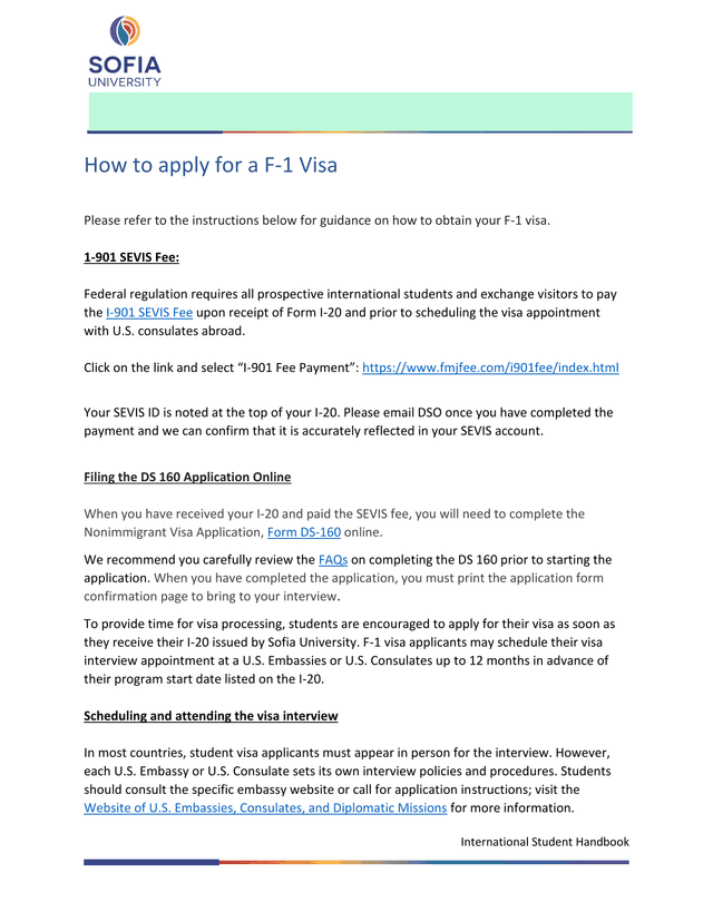 International Student Handbook screenshot