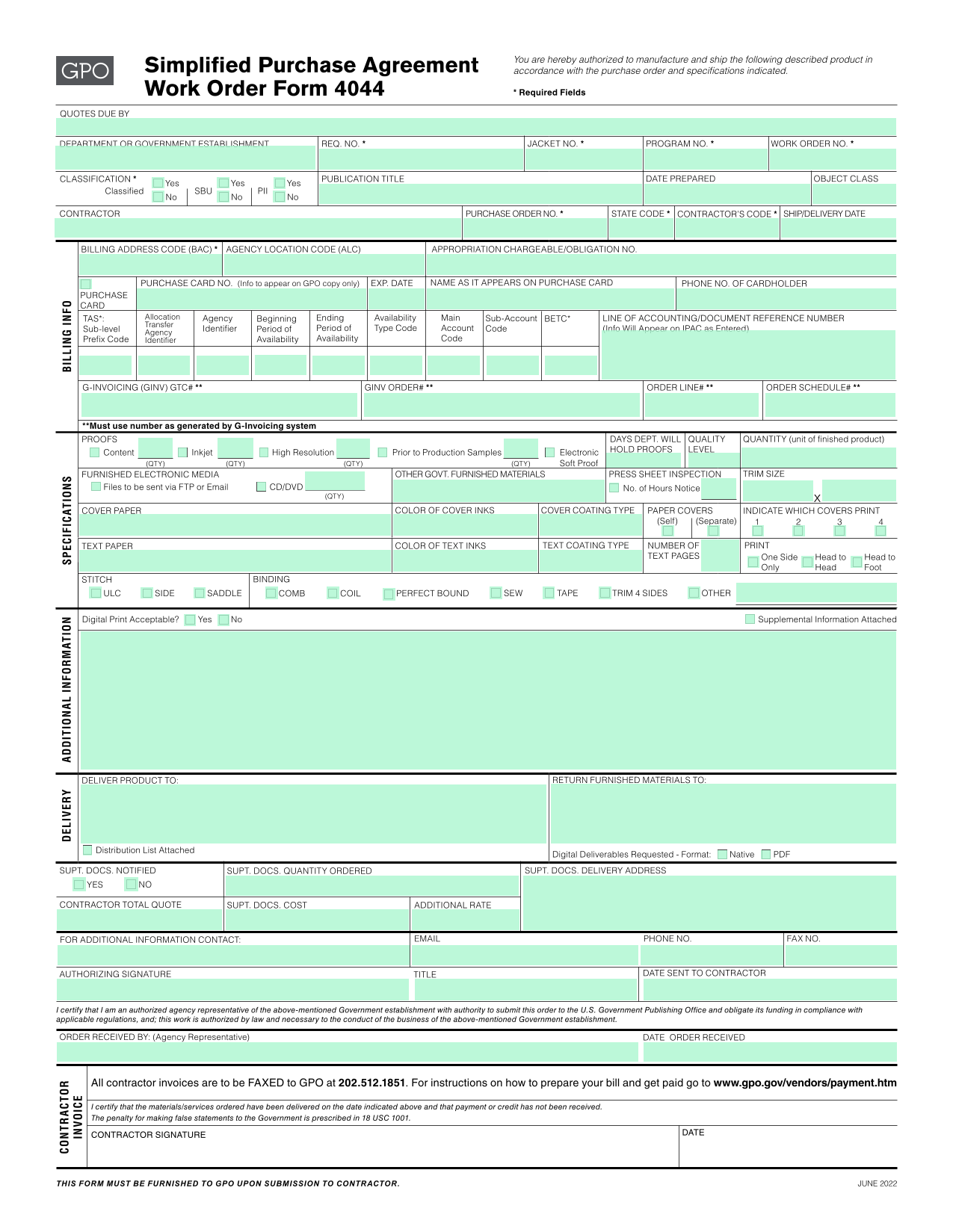 Contractor Invoice screenshot