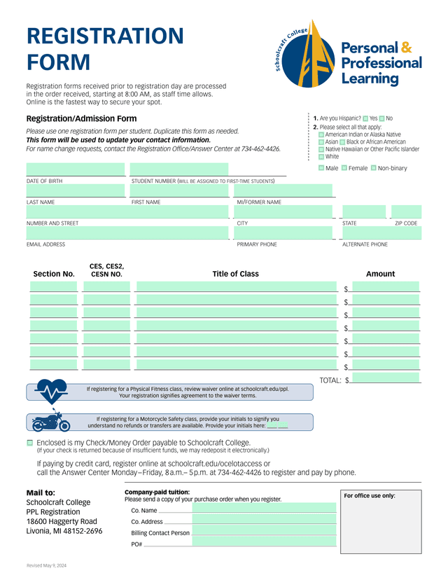 REGISTRATION FORM screenshot