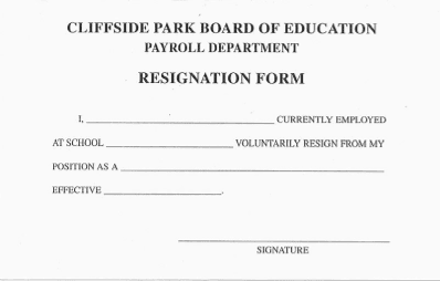 RESIGNATION FORM screenshot