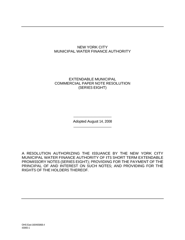 Extendable Municipal Commercial Paper Note Resolution (Series Eight) screenshot