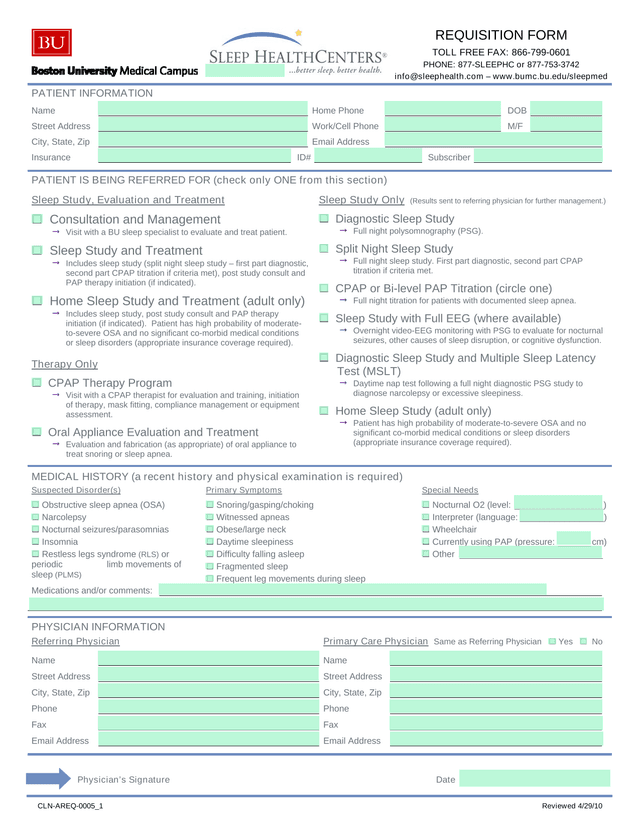 REQUISITION FORM screenshot