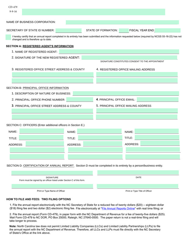 CD 479 Annual Report Form screenshot