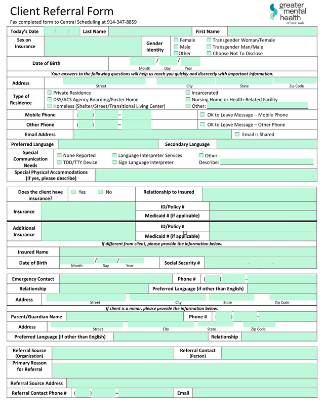 Client Referral Form screenshot