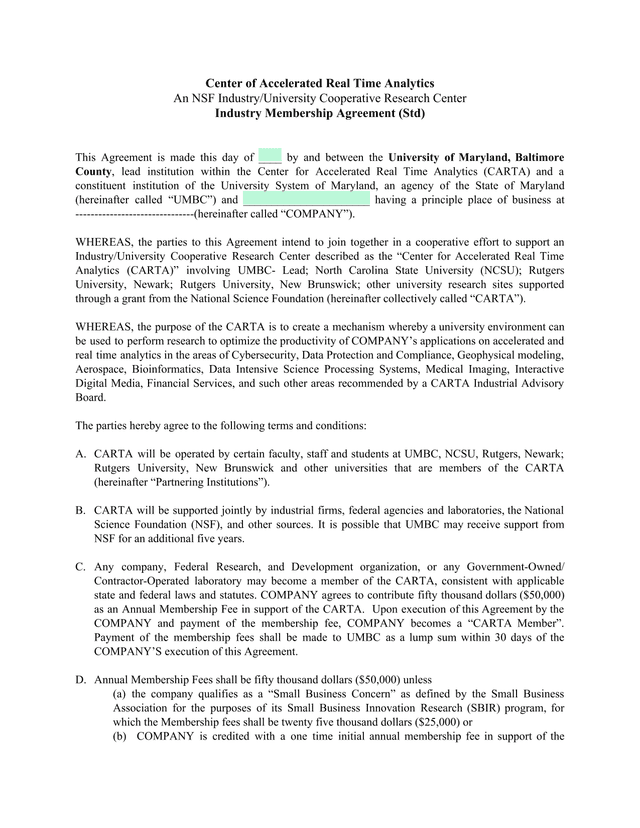 Industry Membership Agreement (Std) screenshot