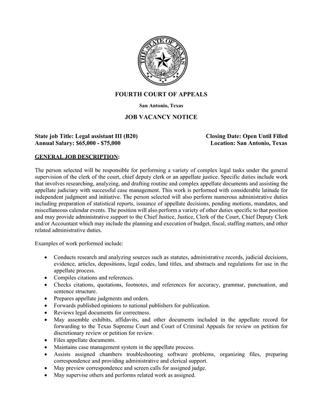 Job Vacancy Notice   Legal Assistant III (B20) screenshot