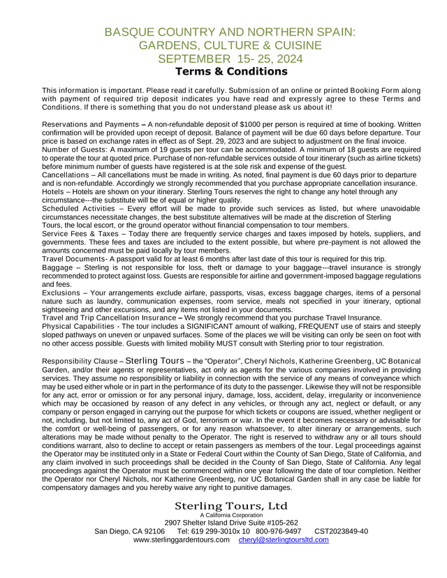 Basque Country And Northern Spain Gardens, Culture  Cuisine Terms  Conditions screenshot