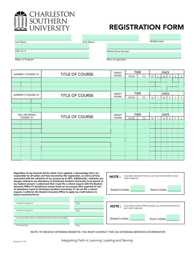 REGISTRATION FORM screenshot