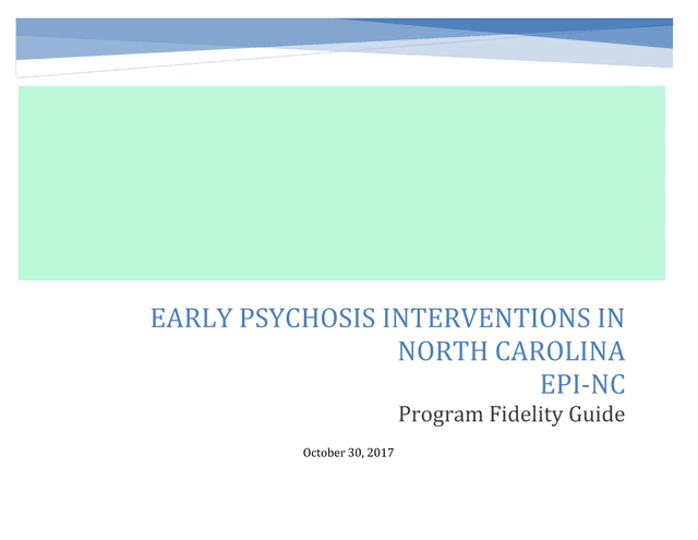 Early Psychosis Interventions In North Carolina (EPI NC) Program Fidelity Guide screenshot