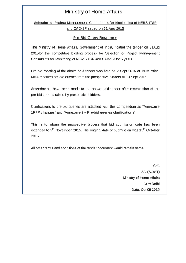 Selection Of Project Management Consultants For Monitoring Of NERS ITSP And CAD SP screenshot