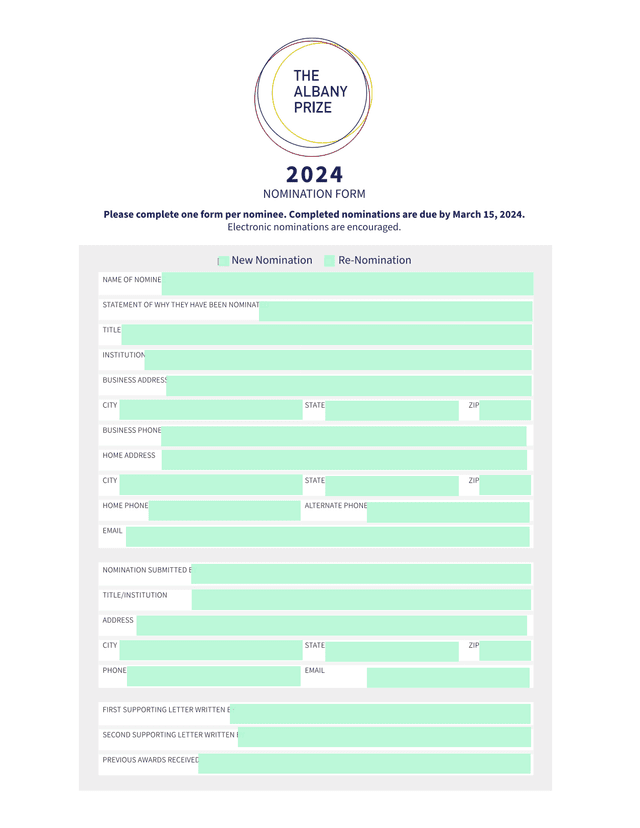2024 Nomination Form screenshot