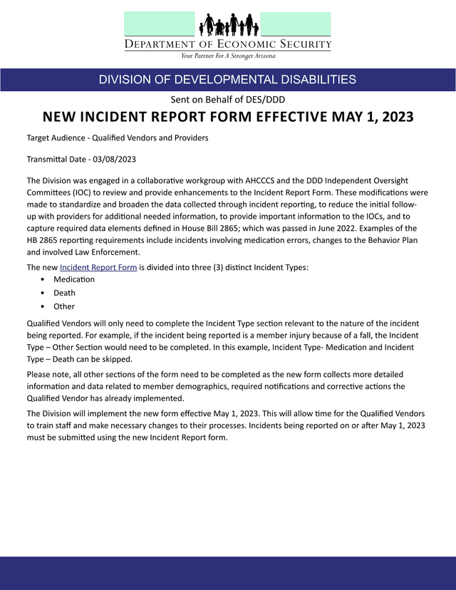 New Incident Report Form screenshot