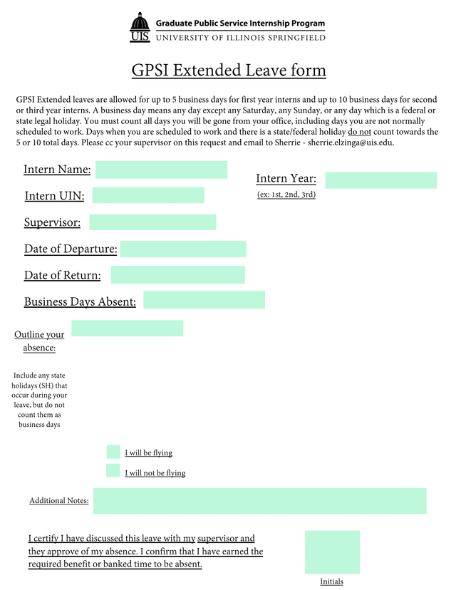 GPSI Extended Leave Form screenshot