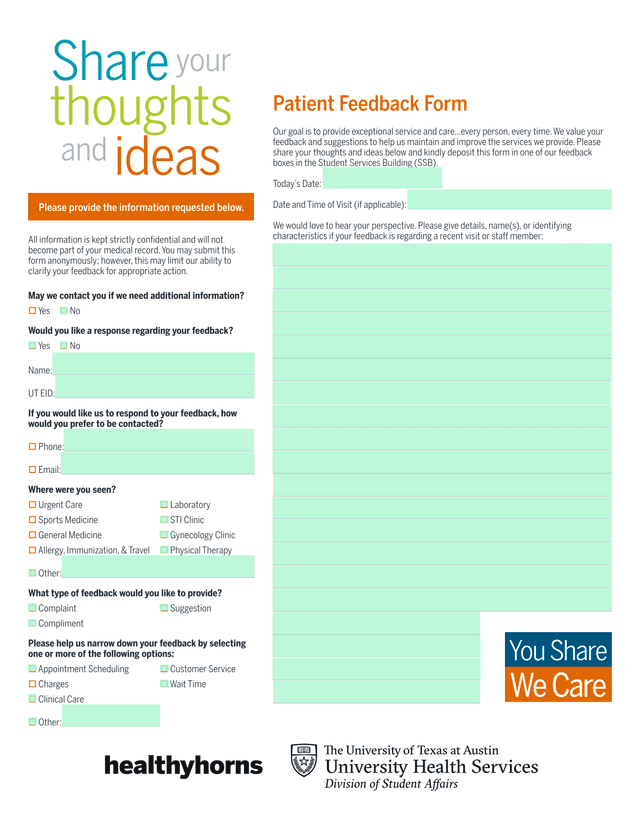 Patient Feedback Form screenshot