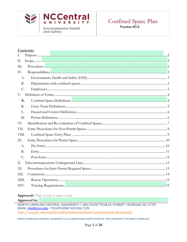 Confined Space Plan screenshot