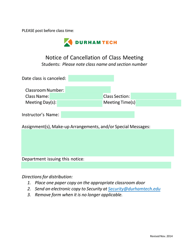 Notice Of Cancellation Of Class Meeting screenshot