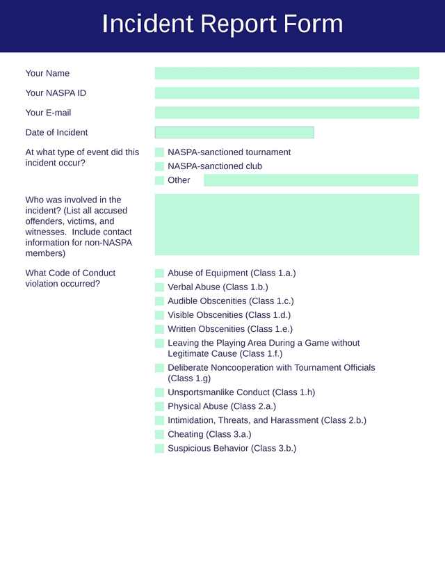 Incident Report Form screenshot