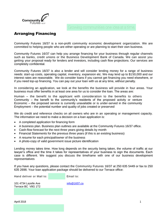 Arranging Financing screenshot