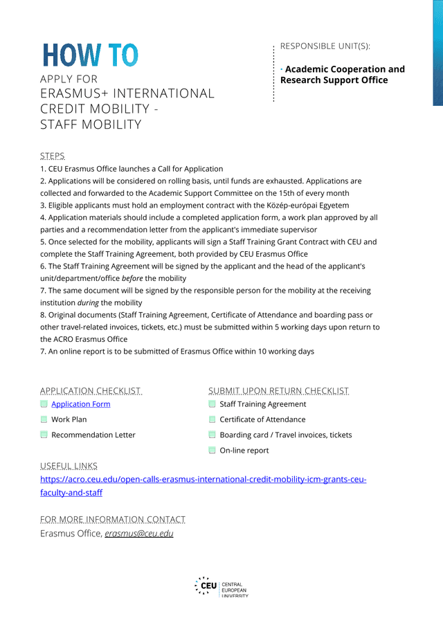 APPLY FOR ERASMUS INTERNATIONAL CREDIT MOBILITY   STAFF MOBILITY screenshot