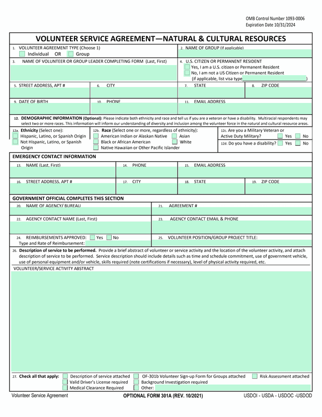Volunteer Service Agreement   Natural  Cultural Resources screenshot