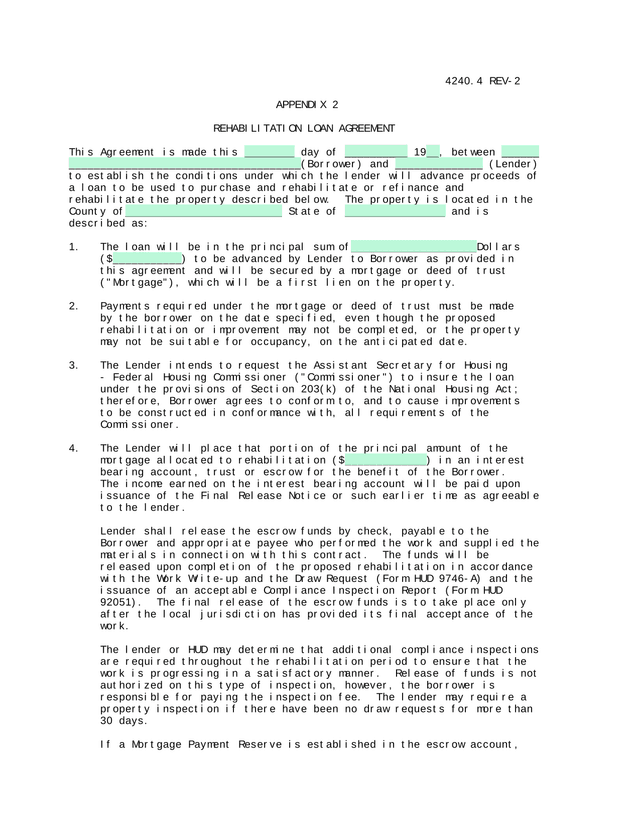 Rehabilitation Loan Agreement screenshot