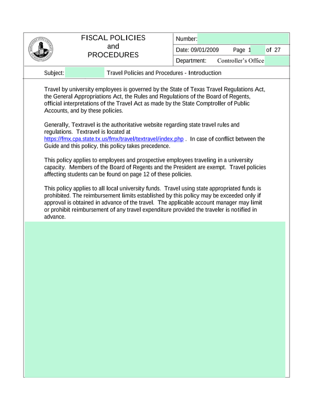 Fiscal Policies And Procedures screenshot