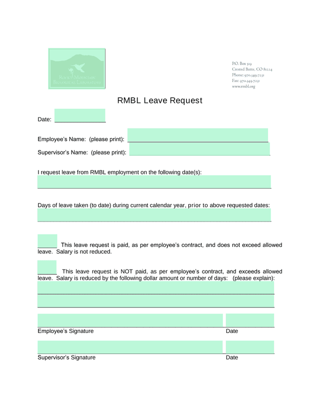 RMBL Leave Request screenshot