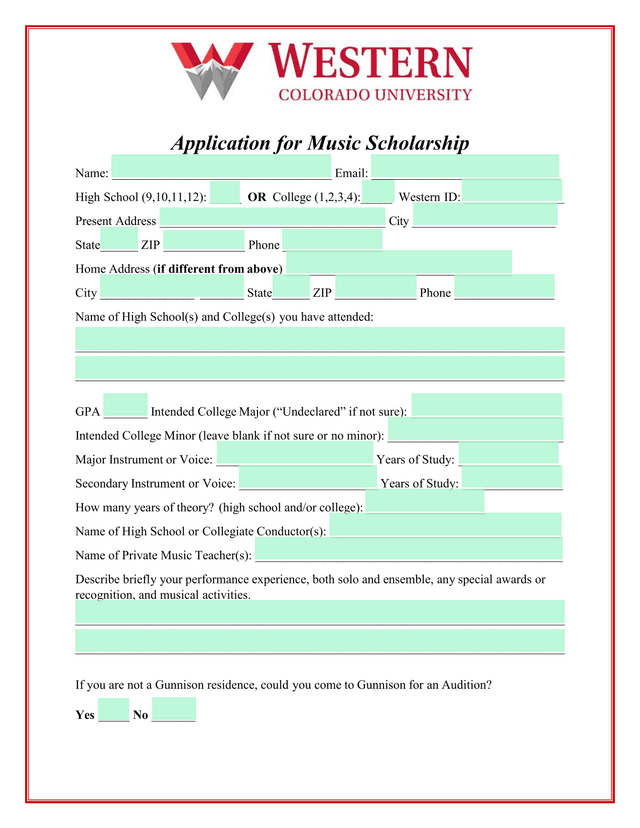 Application For Music Scholarship screenshot