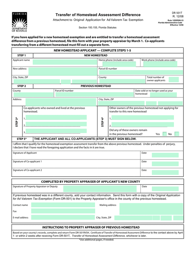 Transfer Of Homestead Assessment Difference screenshot