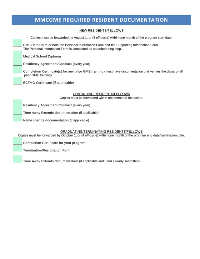 MMCGME Required Resident Documentation screenshot